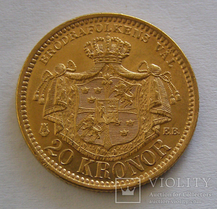 Золото 20 крон 1884 г. Швеция, фото №5