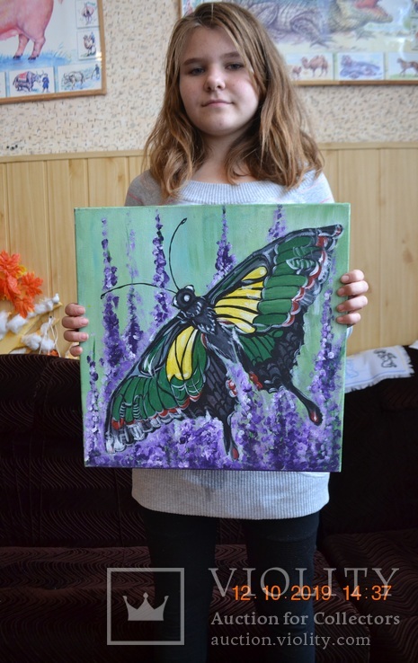 Картина "Метелик", 40х40 см., акрил, липень 2019 р., Овдієнко Марина, 12 років, фото №10