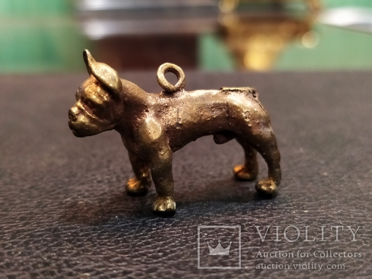 Бульдог собака бронза коллекционная миниатюра, фото №4