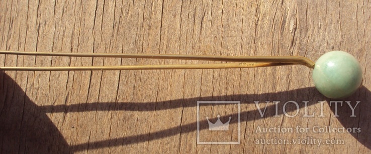 Шпилька с натуральным нефритом, XIX век., фото №4