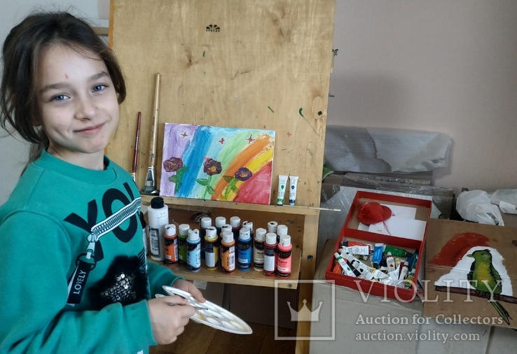 Картина "радужные цветы"  Дарина Оленченко, 7 лет, фото №3