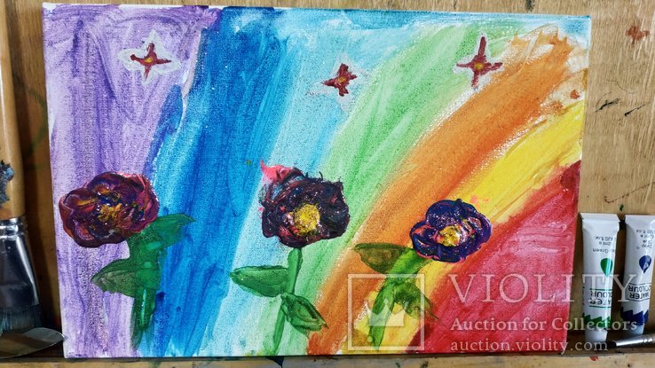 Картина "радужные цветы"  Дарина Оленченко, 7 лет, фото №2