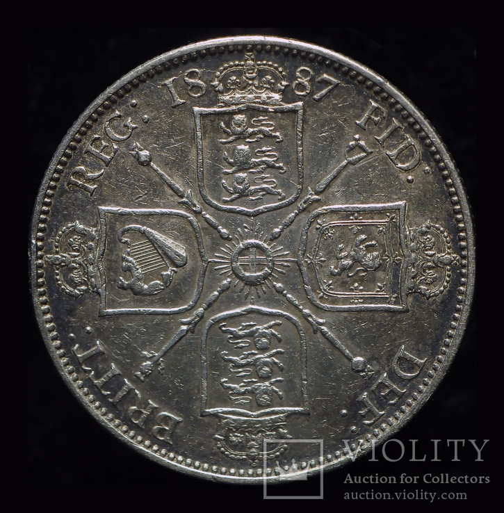 Великобритания флорин 1887 аUnc серебро