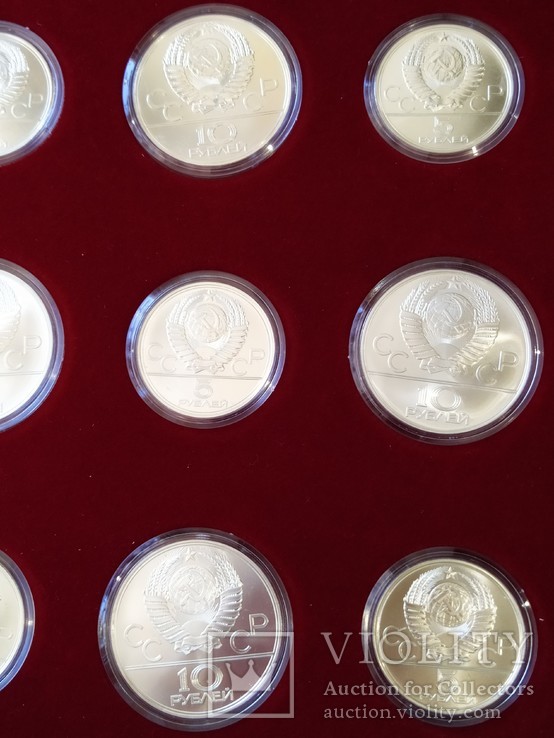 Олимпиада 1980 серебро СССР набор монет в футляре, фото №13