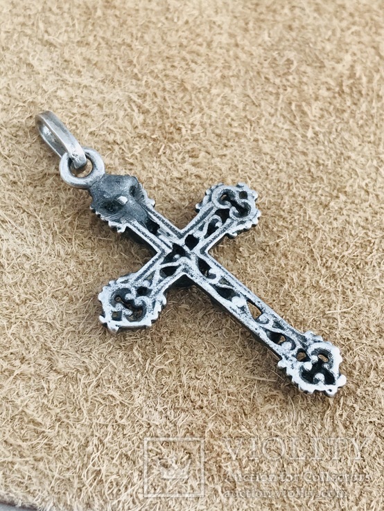 Серебряная подвеска крест с гранатами (серебро 925 пр, вес 3 гр), фото №5