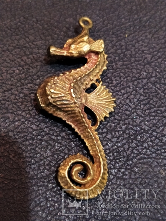 Морской конек бронза брелок миниатюра, фото №3