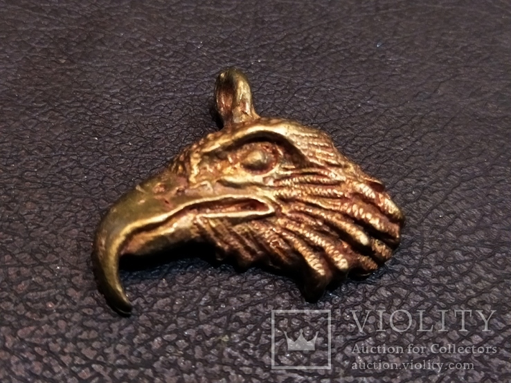 Орел Голова брелок бронза коллекционная миниатюра, фото №3