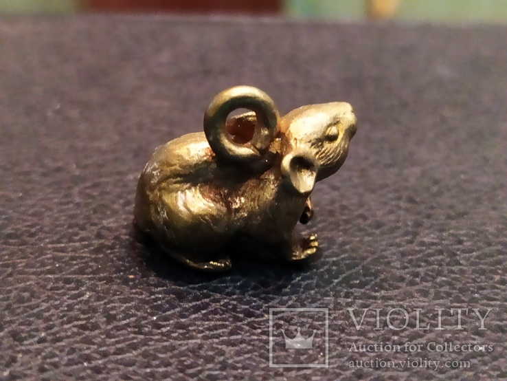 Крыса крыска бронза коллекционная миниатюра брелок, фото №3