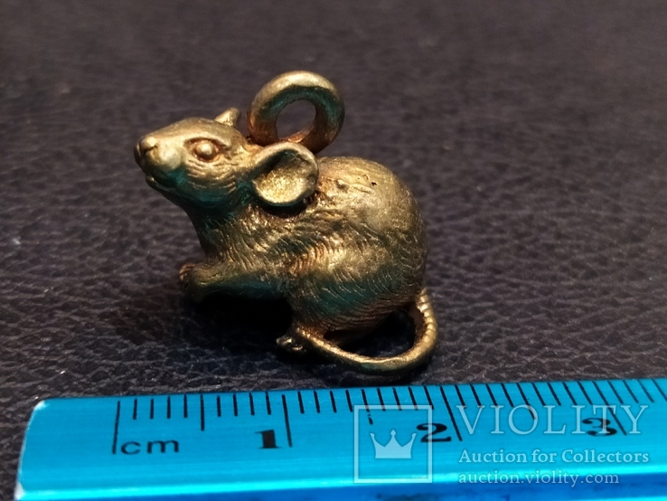 Крыса крыска бронза коллекционная миниатюра брелок, фото №4