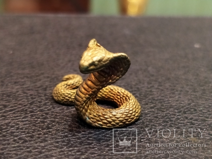 Змея кобра гадюка коллекционная миниатюра бронза, фото №3