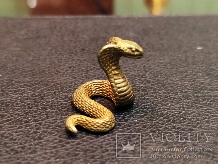 Змея кобра гадюка коллекционная миниатюра бронза, фото №5