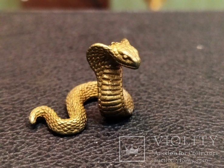 Змея кобра гадюка коллекционная миниатюра бронза, фото №2