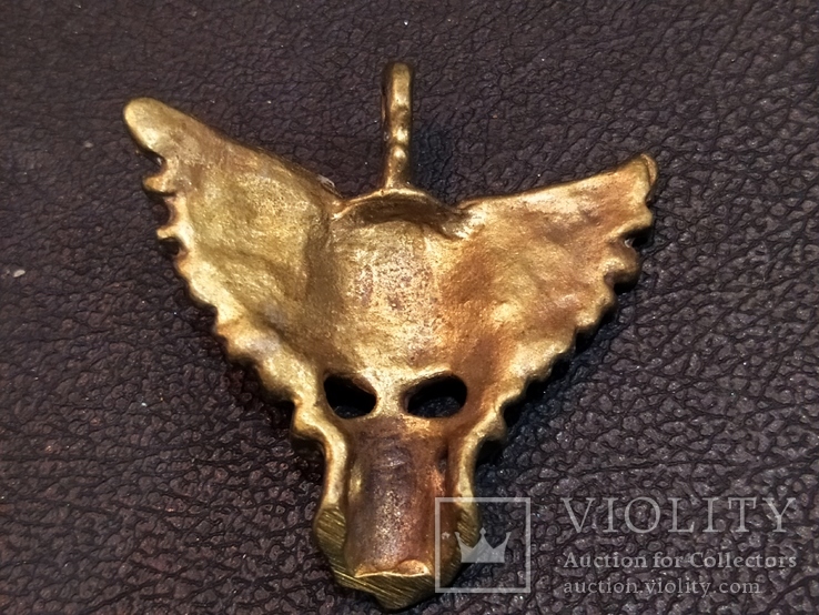 Череп с крыльями бронза брелок коллекционная миниатюра, фото №5