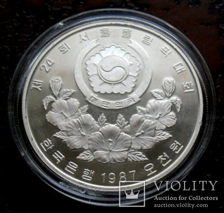 5000 вон Корея 1987 состояние пруф серебро, фото №3