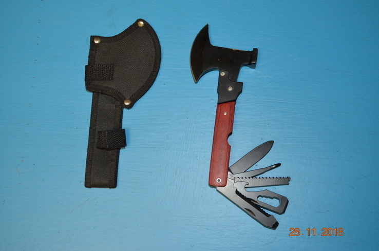 Топорчик,молоток,нож........( 10 или 12 в одном) и чехол на пояс-новое., фото №3