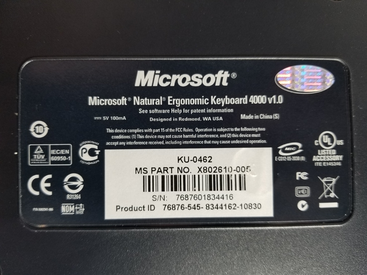 Клавиатура Microsoft Ergonomic 4000, фото №10