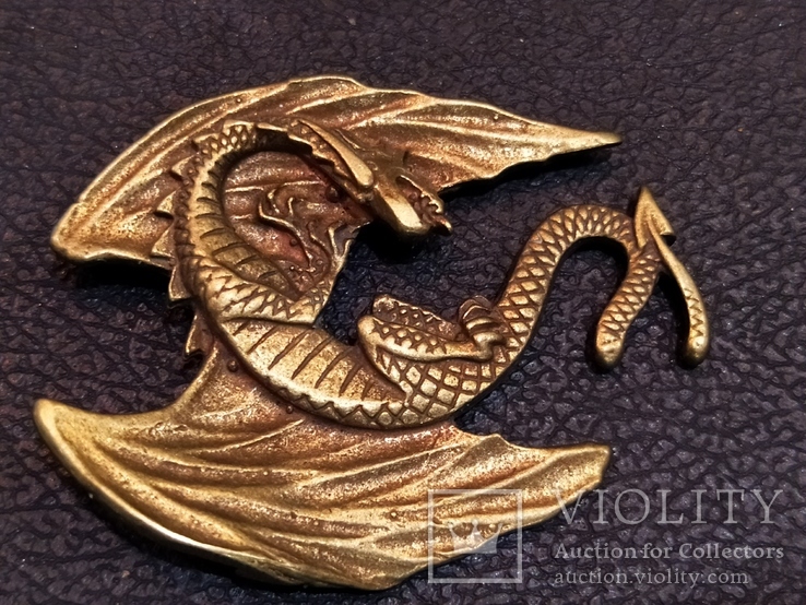Дракон большой коллекционная миниатюра брелок бронза