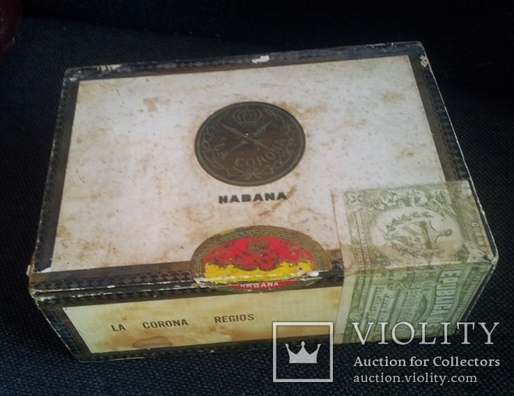 Винтажная коробка от кубинских сигар "Corona", фото №2