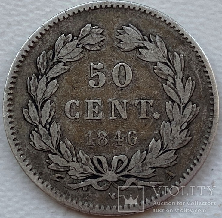 Франция 50 сантимов 1846 год серебро., фото №3