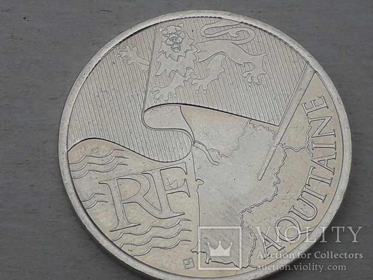 10 евро , 2010 год, регионы Франции, Аквитания, серебро, 0.900, 10 грамм, фото №3