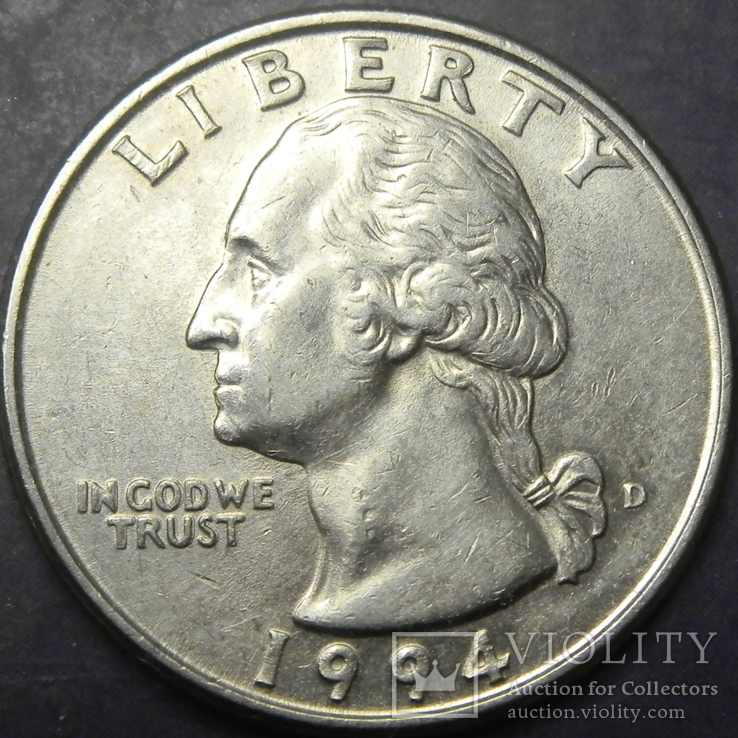 25 центів США 1994 D, фото №2