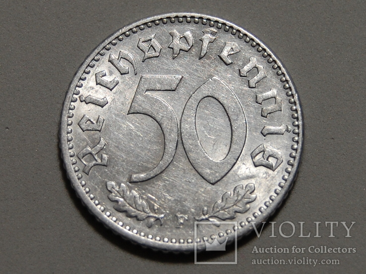 Германия - 50 Reichspfennig 1944 F - (XF+), фото №2