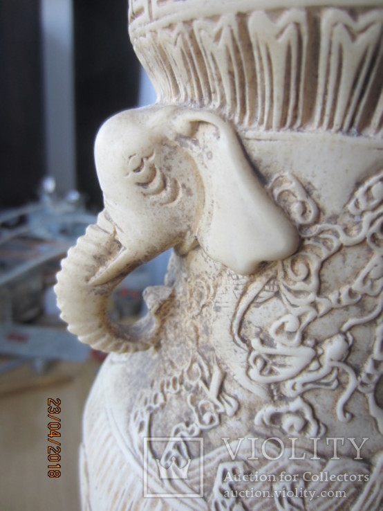 Китайская ваза алабастер клеймо мастера ручная работа, фото №10