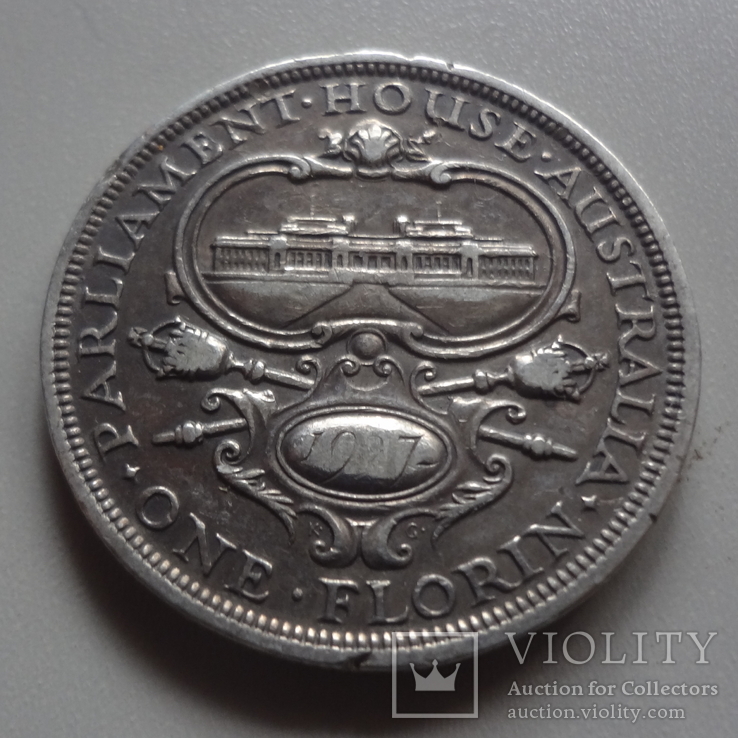 Флорин 1927  Австралия  серебро   (9.4.4)~, фото №2