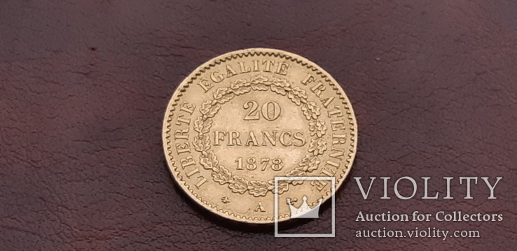 Золото 20 франков 1878 г. Франция, фото №5