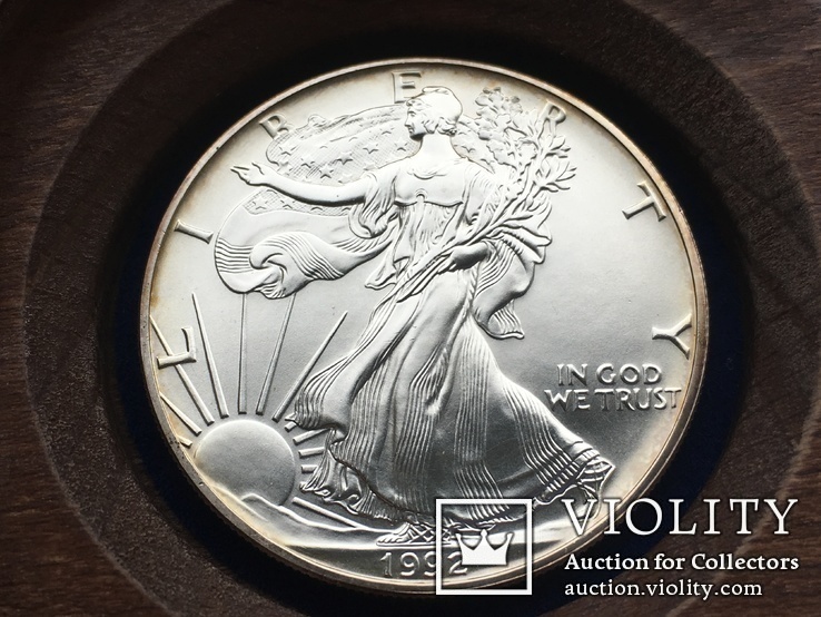 U.S. SILVER EAGLE xcs 1oz. 999fine 1992, фото №2