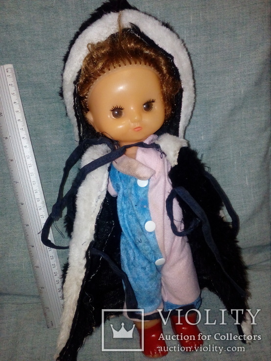Редкая кукла на резинках, в платье,шубе и шапке, фото №2