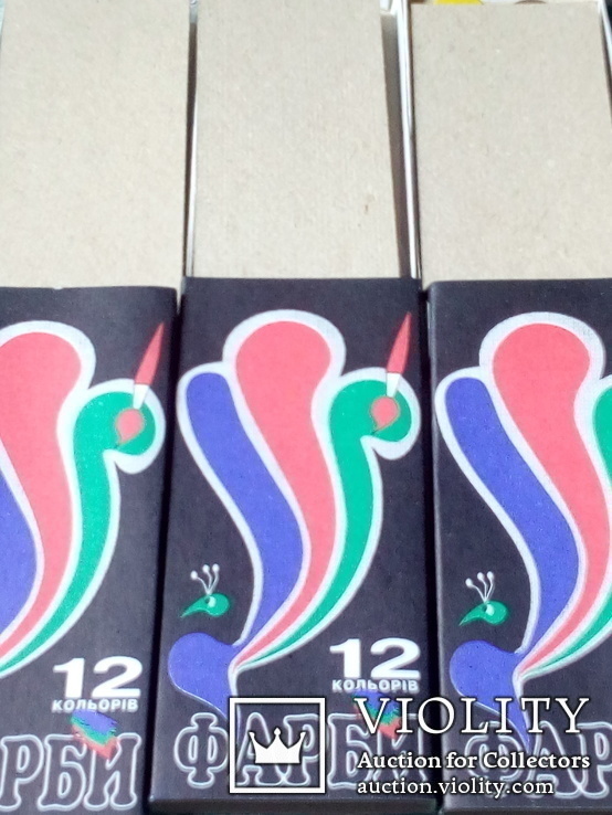 Краски акварельные 12цветов 1991год чёрная 10 ящиков по 127упаковок., фото №3