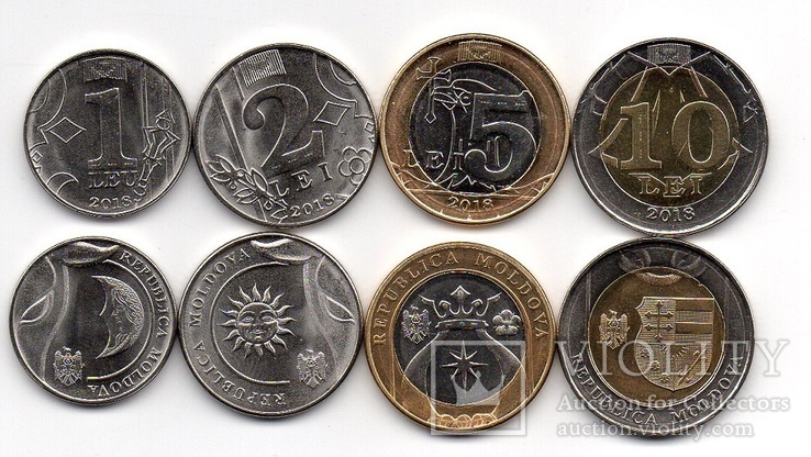 Moldova Молдова - набор 4 монеты 1 + 2 + 5 + 10 Lei 2018 UNC JavirNV