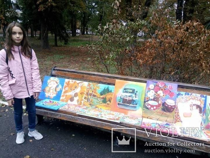 Картина "Дівчинка з сопілкою", 40х40 см., акрил, Настя Бодрова, 12 років, фото №13