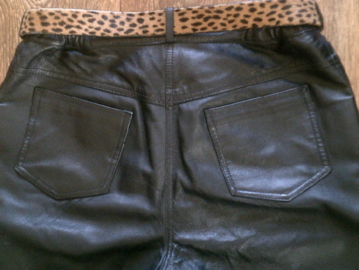 Женские кожаные штаны с ремнем, фото №10