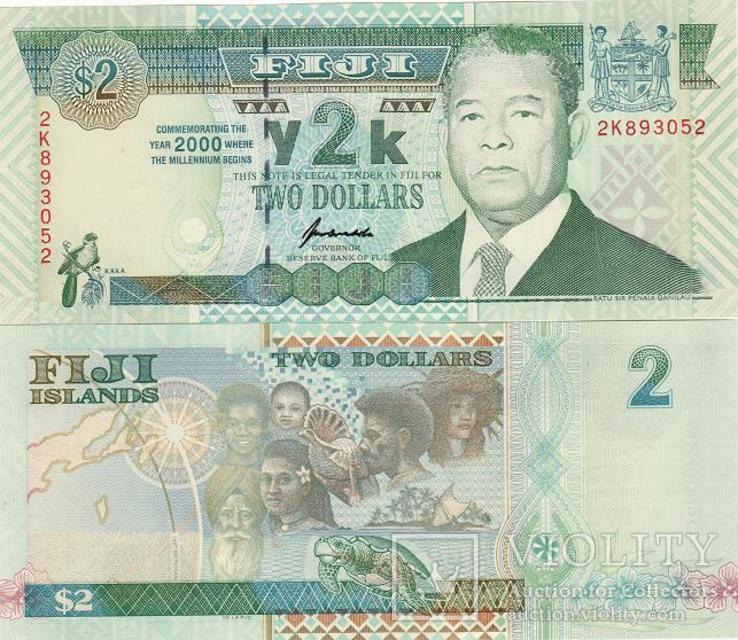 Fiji Фиджи - 2 Dollars 2000 UNC comm. JavirNV