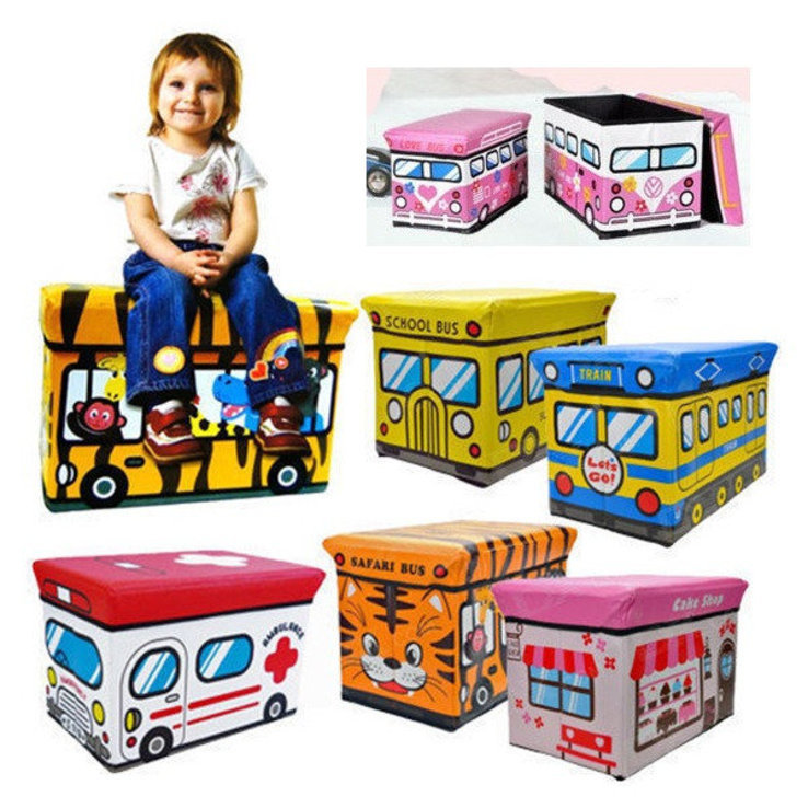 Пуфик-автобус для хранения игрушек и других мелочей, фото №3