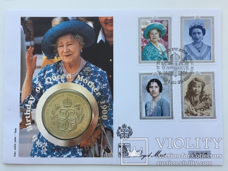 Elizabeth II the queen mother 1990р. конверт з відповідними марками і печатками., фото №2