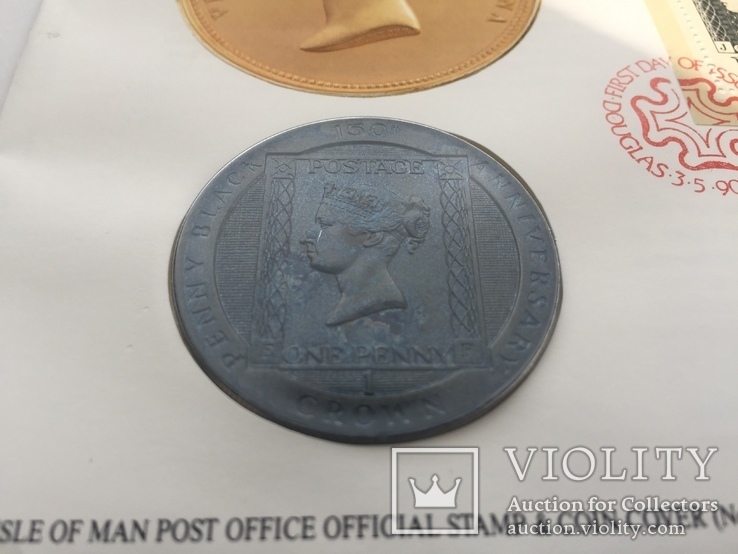 Монета Elizabeth II ,,Isle of Man'' 1 Crown 1990,. конверт з відповідними марками., фото №9