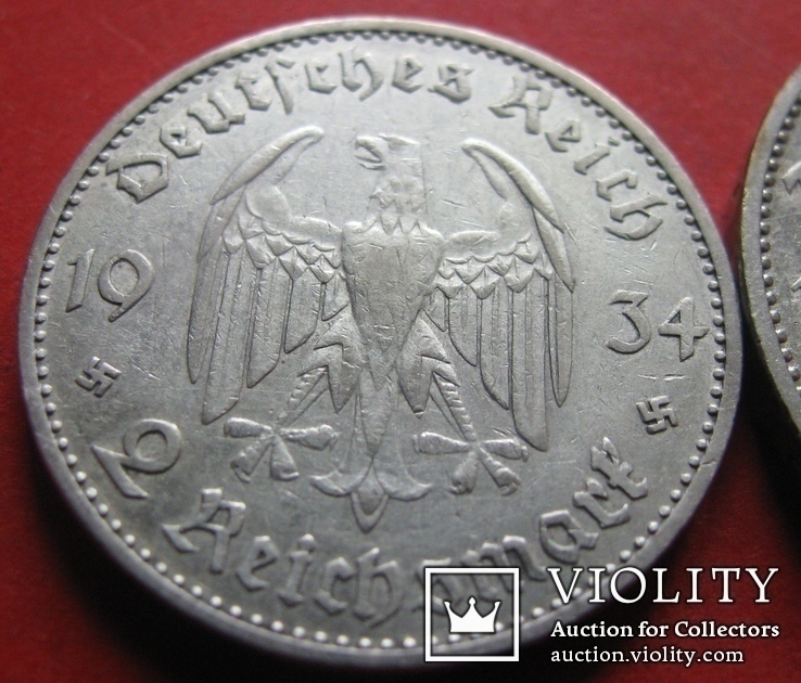 Німеччина рейх 5 марок 1934 + 2 марки 1934 (кирха з написом), фото №6