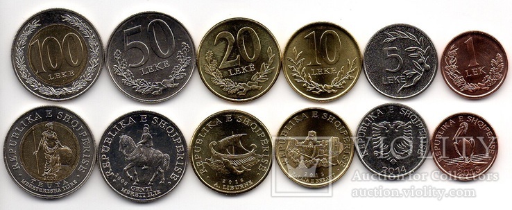 Albania Албания - набор 6 монет 1 5 10 20 50 100 Leke 2000 - 2016 UNC JavirNV