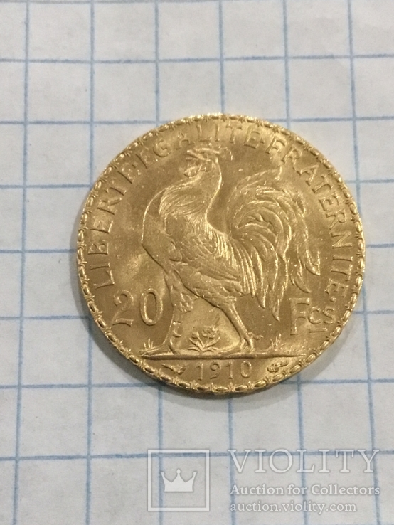 20 франков 1910 золото к6л6, фото №3