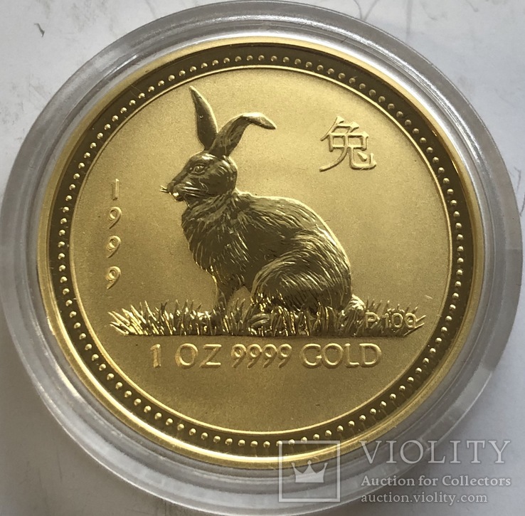 100 $ 1999 года Австралия лунар «Год Зайца» золото 31,1 грамм 999,9’, фото №2