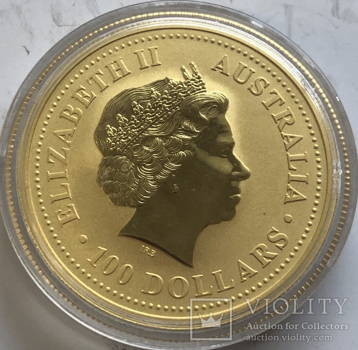 100 $ 2001 года Австралия лунар «Год Змеи» золото 31,1 грамм 999,9’, фото №3