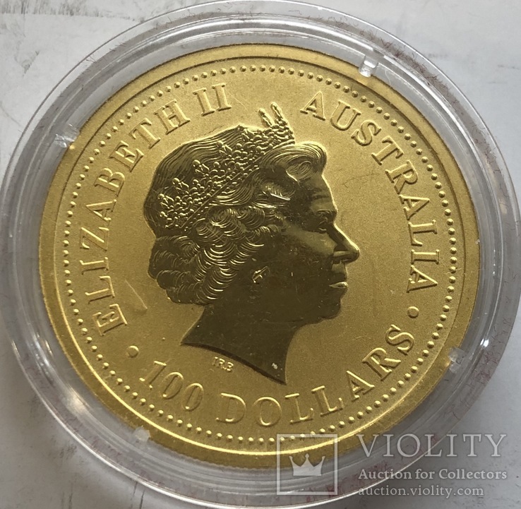 100 $ 2005 года Австралия лунар «Год Петуха» золото 31,1 грамм 999,9’, фото №3
