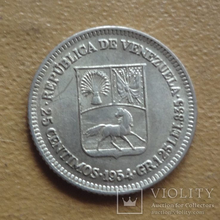 25  сентимос  1954  Венесуэлла  серебро   (М.4.5)~