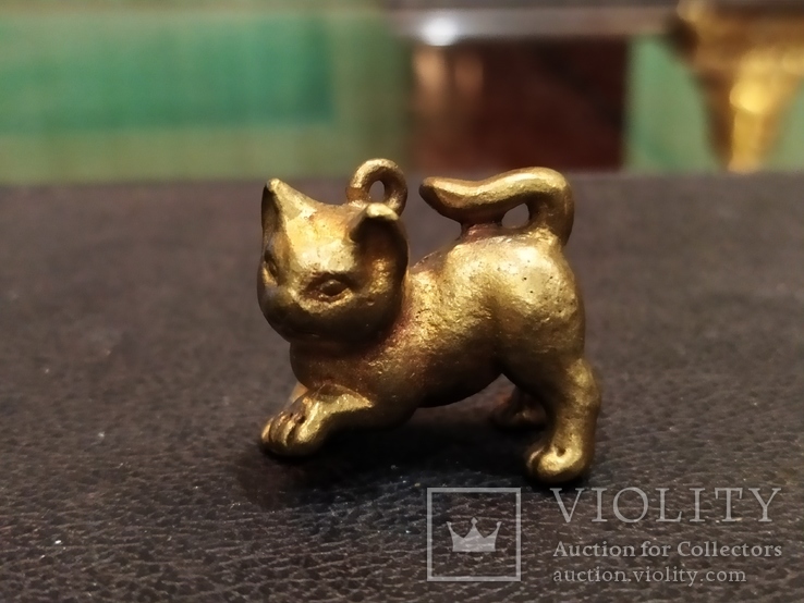 Котенок милый коллекционная миниатюра бронза брелок, фото №2