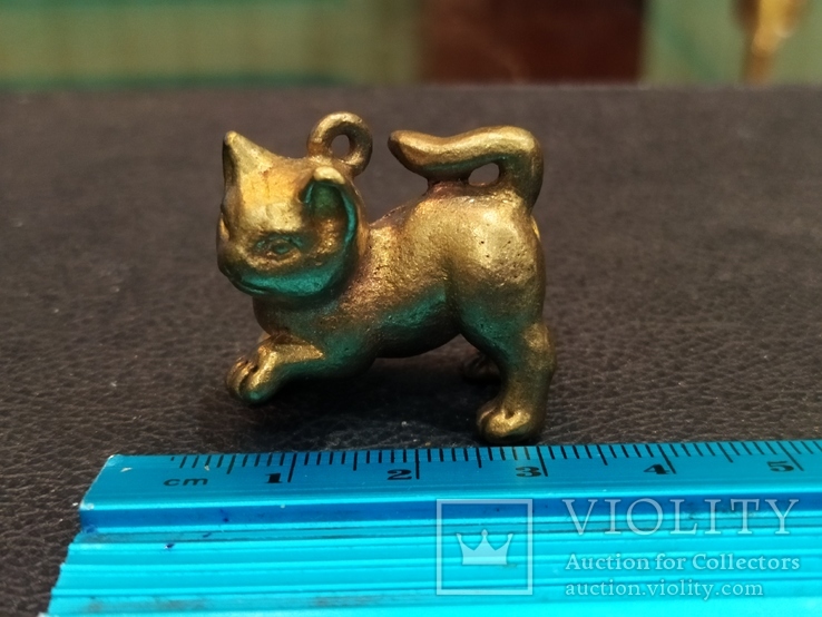 Котенок милый коллекционная миниатюра бронза брелок, фото №5