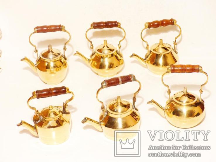 6 шт. чайники - индия - бронза - набор - разные - небольшие, фото №2
