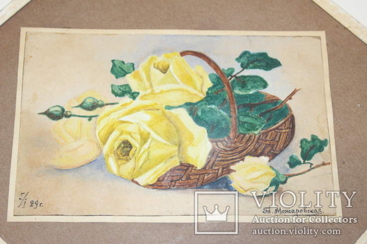 Квітковий натюрморт 29 року з підписом автора Т.Можаровская, фото №4